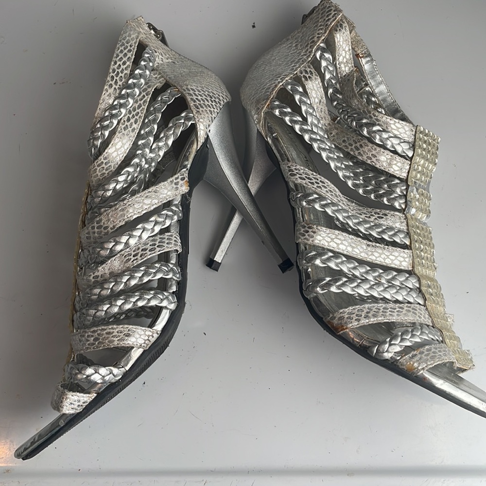Anne Michelle stilettos heels T strap evening formal sandals shoes womens size 8